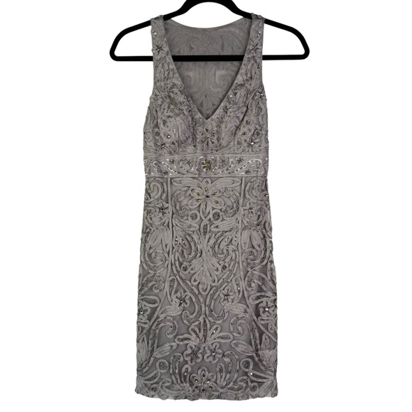 Sue Wong Dresses & Skirts - SUE WONG NOCTURNE Silver Embellished Beaded Cocktail Dress Sleeveless Party 0 XS